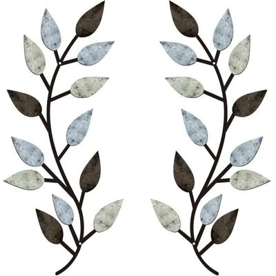 Déco murale métal pastel feuille vigne et branche olivier lot de 2 pour couloir salon ou extérieur - Publicité Déco murale métal pastel feuille vigne et branche olivier lot de 2 pour couloir salon ou extérieur - Publicité