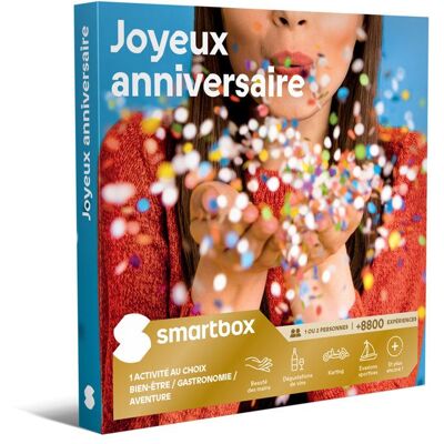 Coffret Cadeau SMARTBOX - Joyeux anniversaire Découverte - 1 activité à vivre pour 1 ou 2 personnes - Publicité Coffret Cadeau SMARTBOX - Joyeux anniversaire Découverte - 1 activité à vivre pour 1 ou 2 personnes - Publicité