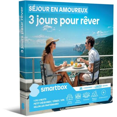 Coffret Cadeau SMARTBOX - Séjour en amoureux 3 jours pour rêver - 1 ou 2 nuits nuits avec petit-déjeuner / dîner / spa selon les - Publicité Coffret Cadeau SMARTBOX - Séjour en amoureux 3 jours pour rêver - 1 ou 2 nuits nuits avec petit-déjeuner / dîner / spa selon les - Publicité