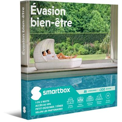 Coffret Cadeau SMARTBOX - Évasion bien-être - 1 ou 2 nuits nuits avec accès au spa petit-déjeuner / dîner selon les partenaires pour - Publicité Coffret Cadeau SMARTBOX - Évasion bien-être - 1 ou 2 nuits nuits avec accès au spa petit-déjeuner / dîner selon les partenaires pour - Publicité