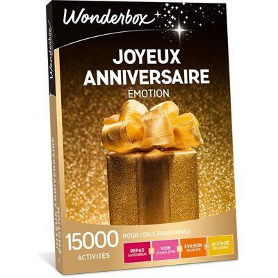 Coffret Cadeau - WONDERBOX - Joyeux Anniversaire Émotion - Pour 1 ou 2 personnes - Publicité Coffret Cadeau - WONDERBOX - Joyeux Anniversaire Émotion - Pour 1 ou 2 personnes - Publicité