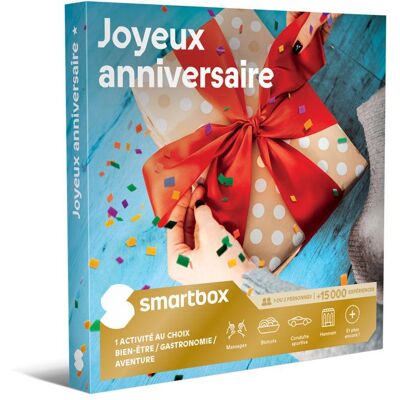Coffret Cadeau SMARTBOX - Joyeux anniversaire Sélection - 1 activité au choix pour 1 ou 2 personnes - Publicité Coffret Cadeau SMARTBOX - Joyeux anniversaire Sélection - 1 activité au choix pour 1 ou 2 personnes - Publicité
