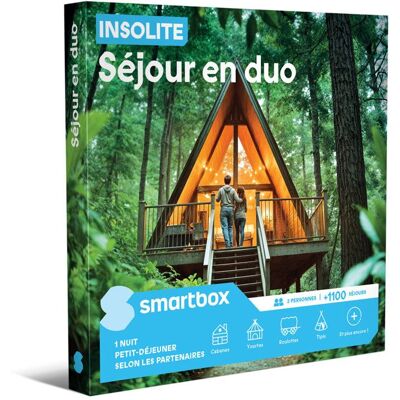 Coffret Cadeau SMARTBOX - Insolite Séjour en duo - 1 nuit avec ou sans petit-déjeuner pour 2 personnes - Publicité Coffret Cadeau SMARTBOX - Insolite Séjour en duo - 1 nuit avec ou sans petit-déjeuner pour 2 personnes - Publicité