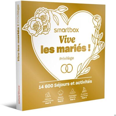 Coffret Cadeau SMARTBOX - Vive les mariés ! Privilège - 1 séjour ou 1 activité romantique pour 2 personnes - Publicité Coffret Cadeau SMARTBOX - Vive les mariés ! Privilège - 1 séjour ou 1 activité romantique pour 2 personnes - Publicité