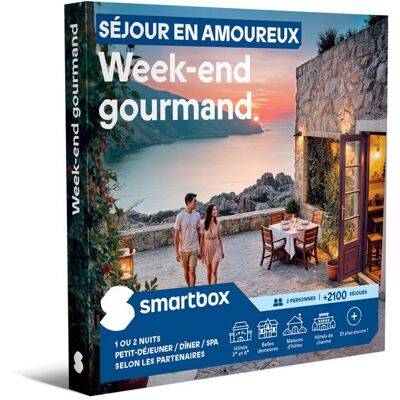 Coffret Cadeau SMARTBOX - Séjour en amoureux Week-end gourmand - 1 ou 2 nuits nuits avec petit-déjeuner / dîner / spa selon les - Publicité Coffret Cadeau SMARTBOX - Séjour en amoureux Week-end gourmand - 1 ou 2 nuits nuits avec petit-déjeuner / dîner / spa selon les - Publicité