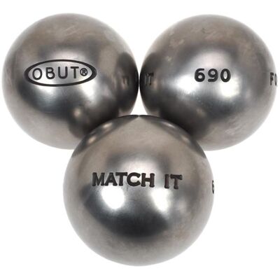 Boules de pétanque Match it inox 72mm mÉta - Obut Gris - Publicité Boules de pétanque Match it inox 72mm mÉta - Obut Gris - Publicité