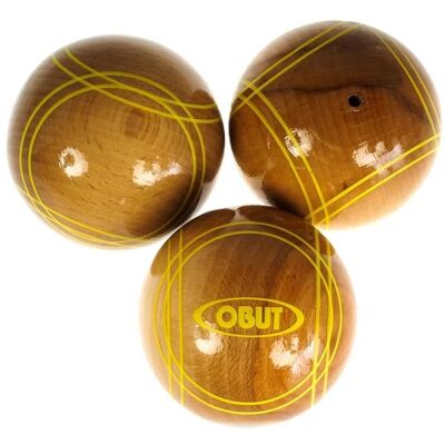 Boules de pétanque Tripellette bois jne 65mm - Obut Marron - Publicité Boules de pétanque Tripellette bois jne 65mm - Obut Marron - Publicité
