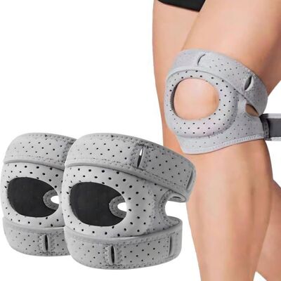 ZJBK Genouillère Rotulienne 2 Pièces Support Genou Réglable Anti Douleur Genouillère Orthopédique pour Arthrose Course Sport Tennis Gris - Publicité ZJBK Genouillère Rotulienne 2 Pièces Support Genou Réglable Anti Douleur Genouillère Orthopédique pour Arthrose Course Sport Tennis Gris - Publicité