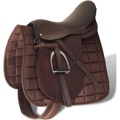 VIDAXL Set de selle équitation 175 en cuir véritable 18 cm 5 en 1 brun - Publicité VIDAXL Set de selle équitation 175 en cuir véritable 18 cm 5 en 1 brun - Publicité