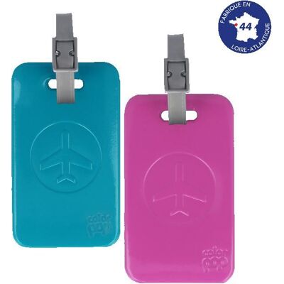 Lot de 2 Étiquettes Bagage Color Pop PVC Vernis Bleu canard/Fuchsia – Protection Coordonnées – Fabriqué en France – 106 cm - Publicité Lot de 2 Étiquettes Bagage Color Pop PVC Vernis Bleu canard/Fuchsia – Protection Coordonnées – Fabriqué en France – 106 cm - Publicité