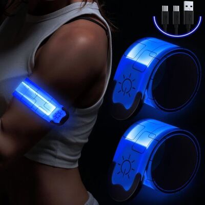 XVX 2PCS Brassard Lumineux LED Rechargeable Via USB Brassard Reflechissant LED Running Bande Clignotant Ajustable Bracelet bleu Bleu - Publicité XVX 2PCS Brassard Lumineux LED Rechargeable Via USB Brassard Reflechissant LED Running Bande Clignotant Ajustable Bracelet bleu Bleu - Publicité