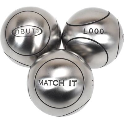Boules de pétanque Match it inox 71mm strie1 - Obut Gris - Publicité Boules de pétanque Match it inox 71mm strie1 - Obut Gris - Publicité