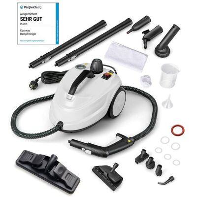 Nettoyeur Vapeur Polyvalent 2000W COSTWAY pour Punaises de Lit-5 BAR-15 Accessoires et Manomètres-Réservoir 18L-160°C-4 Roue-Blanc Blanc - Publicité Nettoyeur Vapeur Polyvalent 2000W COSTWAY pour Punaises de Lit-5 BAR-15 Accessoires et Manomètres-Réservoir 18L-160°C-4 Roue-Blanc Blanc - Publicité