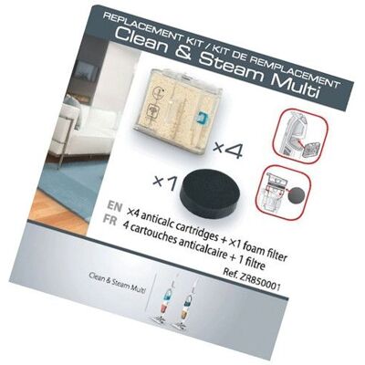 Lot 4 cartouches anti-calcaire avec 1 filtre Nettoyeur vapeur ZR850001 ROWENTA TEFAL Blanc - Publicité Lot 4 cartouches anti-calcaire avec 1 filtre Nettoyeur vapeur ZR850001 ROWENTA TEFAL Blanc - Publicité