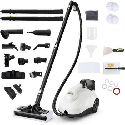 GOPLUS Nettoyeur Vapeur à Main 2000W-Pression 5 Bars 160°C-17 Accessoires Réservoir dEau 18L-Durée 35Min Blanc Blanc - Publicité GOPLUS Nettoyeur Vapeur à Main 2000W-Pression 5 Bars 160°C-17 Accessoires Réservoir dEau 18L-Durée 35Min Blanc Blanc - Publicité