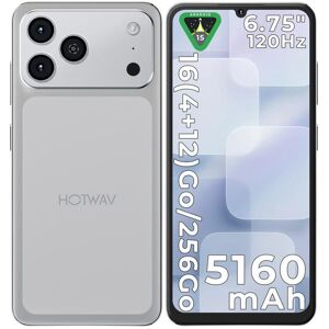 Smartphone Pas Cher HOTWAV A17 Pro Max-675 Pouces HD+ 5160mAh 4+256Go 13MP Téléphone Portable GPS/Face ID - Silver - Publicité Smartphone Pas Cher HOTWAV A17 Pro Max-675 Pouces HD+ 5160mAh 4+256Go 13MP Téléphone Portable GPS/Face ID - Silver - Publicité