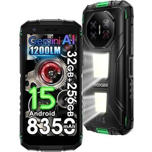 Smartphone Incassable DOOGEE Fire3 Max - 32Go+256Go - 8350mAh 5.5” HD+ Telephone Incassable Android 15 - 48MP+8MP - NFC- Vert Gris - Publicité Smartphone Incassable DOOGEE Fire3 Max - 32Go+256Go - 8350mAh 5.5” HD+ Telephone Incassable Android 15 - 48MP+8MP - NFC- Vert Gris - Publicité