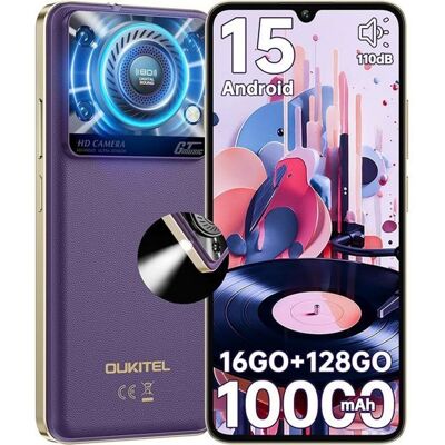 OUKITEL C60 Téléphone Portable 120 LM 110dB 10000mAh 16Go + 128Go/1TB 688HD+ Android 15 Dual SIM 4G Fingerprint/GPS/NFC Violet Violet - Publicité OUKITEL C60 Téléphone Portable 120 LM 110dB 10000mAh 16Go + 128Go/1TB 688HD+ Android 15 Dual SIM 4G Fingerprint/GPS/NFC Violet Violet - Publicité