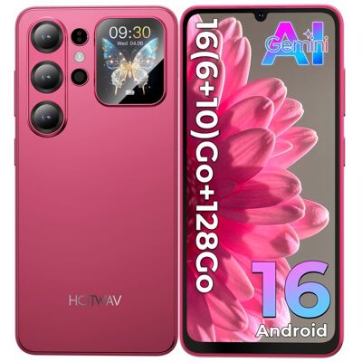 Smartphone-HOTWAV X26 Ultra-Cadeaux Summer-Écran 675 Pouces Deux Écrans Tactiles-6+128Go-5160mAh-Android 16/4G Dual SIM-Rose Rouge Rouge - Publicité Smartphone-HOTWAV X26 Ultra-Cadeaux Summer-Écran 675 Pouces Deux Écrans Tactiles-6+128Go-5160mAh-Android 16/4G Dual SIM-Rose Rouge Rouge - Publicité