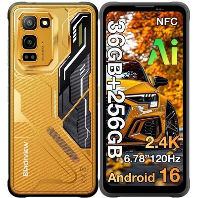 Blackview Fort 5 Smartphone 36Go + 256Go 6.78 2.4K 120Hz 108MP 5000mAh Téléphone portable Incassable Double SIM 4G NFC GPS Jaune Jaune - Publicité Blackview Fort 5 Smartphone 36Go + 256Go 6.78 2.4K 120Hz 108MP 5000mAh Téléphone portable Incassable Double SIM 4G NFC GPS Jaune Jaune - Publicité