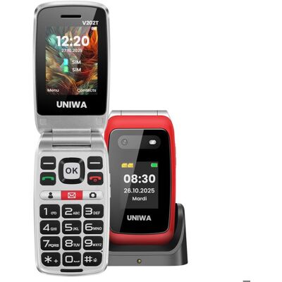 AVIZAR Téléphone Senior à Clapet Double SIM et Double Écran 4G LTE 1450mAh Rouge Rouge - Publicité AVIZAR Téléphone Senior à Clapet Double SIM et Double Écran 4G LTE 1450mAh Rouge Rouge - Publicité