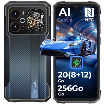 HOTWAV Cyber 18 4G Smartphone Robuste Android 16 Écran 675 HD+ 20(8+12)Go/256Go6200mAh 64MP NFC/GPS/Face ID IP68 Téléphone-Noir Noir - Publicité HOTWAV Cyber 18 4G Smartphone Robuste Android 16 Écran 675 HD+ 20(8+12)Go/256Go6200mAh 64MP NFC/GPS/Face ID IP68 Téléphone-Noir Noir - Publicité