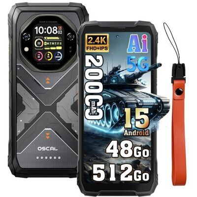 OSCAL Tank 1 Téléphone Portable Incassable 20000mAh 16Go+512Go 678 Écran IP68 5G Smartphone Robuste Noir Noir - Publicité OSCAL Tank 1 Téléphone Portable Incassable 20000mAh 16Go+512Go 678 Écran IP68 5G Smartphone Robuste Noir Noir - Publicité