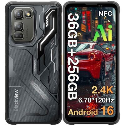 Blackview Fort 5 Smartphone 36Go + 256Go 6.78 2.4K 120Hz 108MP 5000mAh Téléphone portable Incassable Double SIM 4G NFC GPS - Noir Noir - Publicité Blackview Fort 5 Smartphone 36Go + 256Go 6.78 2.4K 120Hz 108MP 5000mAh Téléphone portable Incassable Double SIM 4G NFC GPS - Noir Noir - Publicité