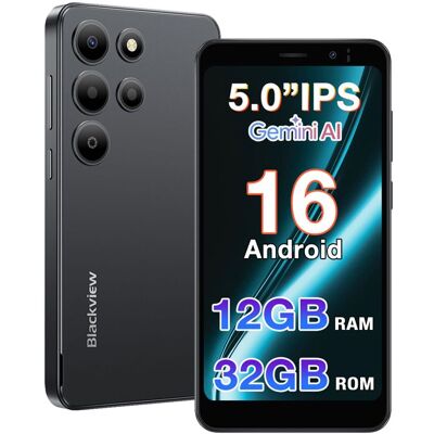 Blackview WAVE 2C Smartphone Mini 5.0 Écran 12Go(3+9) + 32Go/jusquà 1To 3000mAh Android 16 5MP Téléphone 4G Double Sim GPS - Noir Noir - Publicité Blackview WAVE 2C Smartphone Mini 5.0 Écran 12Go(3+9) + 32Go/jusquà 1To 3000mAh Android 16 5MP Téléphone 4G Double Sim GPS - Noir Noir - Publicité