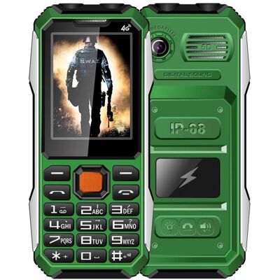 Téléphone Incassable 4G Étanche Antichoc Batterie 6800mAh Dual SIM 2.4 Pouces LED FM SOS Vert YONIS Vert - Publicité Téléphone Incassable 4G Étanche Antichoc Batterie 6800mAh Dual SIM 2.4 Pouces LED FM SOS Vert YONIS Vert - Publicité
