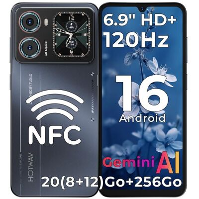 Smartphone 4G - HOTWAV - X100GT - Écran 69 HD+ 120Hz - 8+12Go/256Go - 48MP NFC Noir - Publicité Smartphone 4G - HOTWAV - X100GT - Écran 69 HD+ 120Hz - 8+12Go/256Go - 48MP NFC Noir - Publicité