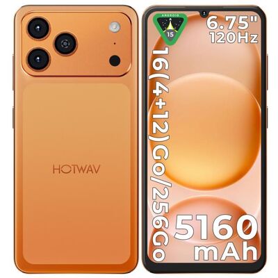 Smartphone Pas Cher HOTWAV A17 Pro Max-675 Pouces HD+ 5160mAh 4+256Go 13MP Téléphone Portable GPS/Face ID - Orange Orange - Publicité Smartphone Pas Cher HOTWAV A17 Pro Max-675 Pouces HD+ 5160mAh 4+256Go 13MP Téléphone Portable GPS/Face ID - Orange Orange - Publicité