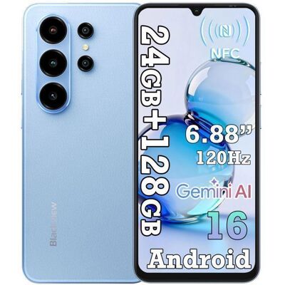Blackview WAVE 10 Smartphone 6.88 120Hz 24Go(8+16) + 128Go/jusquà 2To 5000mAh Android 16 32MP Téléphone 4G Double Sim GPS - Bleu Bleu - Publicité Blackview WAVE 10 Smartphone 6.88 120Hz 24Go(8+16) + 128Go/jusquà 2To 5000mAh Android 16 32MP Téléphone 4G Double Sim GPS - Bleu Bleu - Publicité