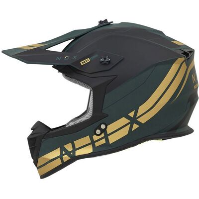 Casque moto cross Nox N633 Airshock - vert mat/or Vert - Publicité Casque moto cross Nox N633 Airshock - vert mat/or Vert - Publicité
