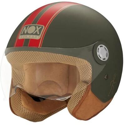 Casque moto jet Nox N 210 Evo - kaki/rouge Vert - Publicité Casque moto jet Nox N 210 Evo - kaki/rouge Vert - Publicité