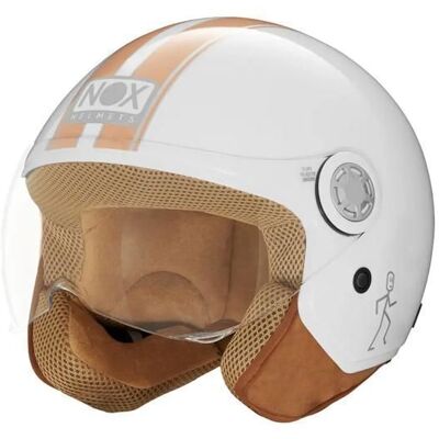 Casque moto jet Nox N 210 Evo - blanc/orange pastel Blanc - Publicité Casque moto jet Nox N 210 Evo - blanc/orange pastel Blanc - Publicité