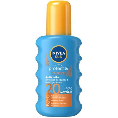 Protection solaire spray FPS 20 - NIVEA SUN - Protect & Bronze - Pack de 2x200ml - Publicité Protection solaire spray FPS 20 - NIVEA SUN - Protect & Bronze - Pack de 2x200ml - Publicité