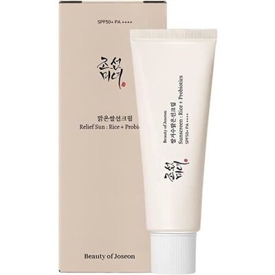 Crème Solaire - BEAUTY OF JOSEON - Relief Sun SPF 50+ - Non gras - 50 ml - Hydratante au riz - Publicité Crème Solaire - BEAUTY OF JOSEON - Relief Sun SPF 50+ - Non gras - 50 ml - Hydratante au riz - Publicité