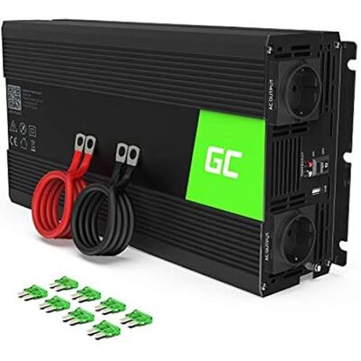 Convertisseur de tension - GREEN CELL - 1500W/3000W - 24V/220V - Sinusoïde pure - 3 ports Noir - Publicité Convertisseur de tension - GREEN CELL - 1500W/3000W - 24V/220V - Sinusoïde pure - 3 ports Noir - Publicité