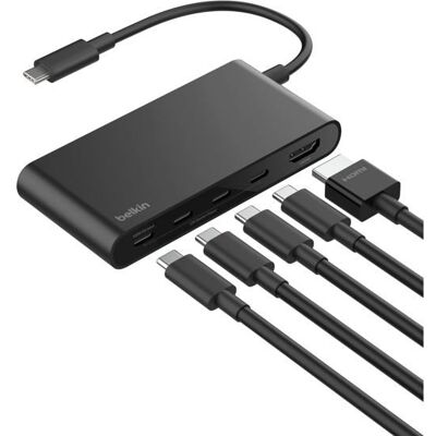 Belkin AVC021HQBK Hub USB-C 5 Ports 10 Gbps HDMI 4K - Publicité Belkin AVC021HQBK Hub USB-C 5 Ports 10 Gbps HDMI 4K - Publicité