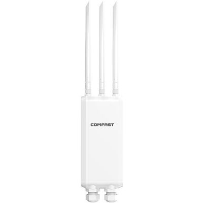 Comfast Routeur WiFi Extérieur Amplificateur Signal 500M 3 Antennes 5G/2.4G AC1300 Alimentation DC/48V POE & Port Gigabit Blanc - Publicité Comfast Routeur WiFi Extérieur Amplificateur Signal 500M 3 Antennes 5G/2.4G AC1300 Alimentation DC/48V POE & Port Gigabit Blanc - Publicité