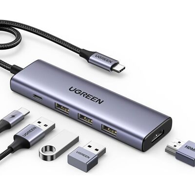 Hub USB - UGREEN - 5 en 1 - 3x USB 3.2 USB-C HDMI 4K 30Hz - Noir - Publicité Hub USB - UGREEN - 5 en 1 - 3x USB 3.2 USB-C HDMI 4K 30Hz - Noir - Publicité