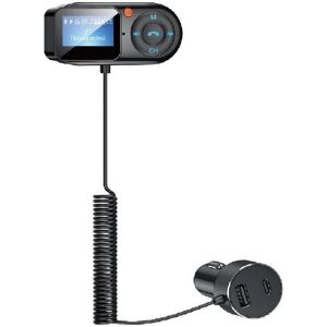 Transmetteur FM Bluetooth- THOMSON - 12/24V - Avec écran déporté - Câble spirale 1m - Avec fonction voltmètre et lecteur carte SD Noir - Publicité Transmetteur FM Bluetooth- THOMSON - 12/24V - Avec écran déporté - Câble spirale 1m - Avec fonction voltmètre et lecteur carte SD Noir - Publicité