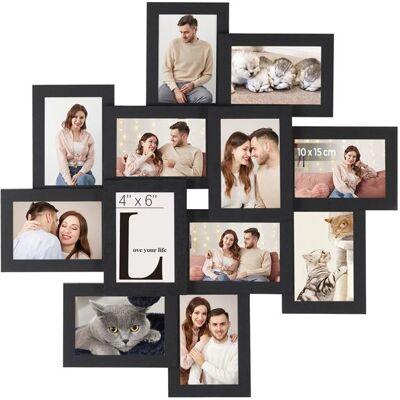 SONGMICS Cadre Photo pour Image 10 x 15 cm Pêle-mêle Mural pour 12 Photos Protection en Verre Transparent à Assembler Noir Noir - Publicité SONGMICS Cadre Photo pour Image 10 x 15 cm Pêle-mêle Mural pour 12 Photos Protection en Verre Transparent à Assembler Noir Noir - Publicité
