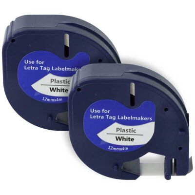VHBW Lot de 2 cassettes à ruban pour Dymo LetraTag LT-100H LT-100T - 12mm x 4m - Blanc Blanc - Publicité VHBW Lot de 2 cassettes à ruban pour Dymo LetraTag LT-100H LT-100T - 12mm x 4m - Blanc Blanc - Publicité