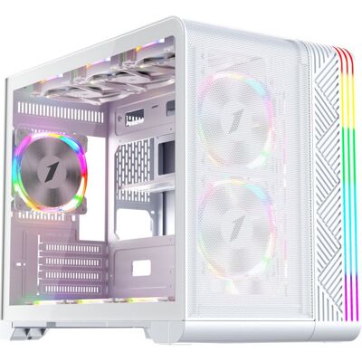 Boîtier PC mini tour - 1stPlayer ATX VT6 RGB - Blanc - Noir - Design moderne et performant Blanc - Publicité Boîtier PC mini tour - 1stPlayer ATX VT6 RGB - Blanc - Noir - Design moderne et performant Blanc - Publicité