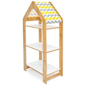 Cozy Kids - Bibliothèque Montessori enfant 3 niveaux en bois et blanc - Étagère maison avec toit chevron Blanc - Publicité Cozy Kids - Bibliothèque Montessori enfant 3 niveaux en bois et blanc - Étagère maison avec toit chevron Blanc - Publicité