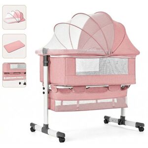 KITYTETY Lit Bébé Berceau Cododo pour Bébé 0-36 Mois Hauteur Réglable Lit Cododo avec Matelas Moustiquaire Panier de Rangement Roues - Rose Rose - Publicité KITYTETY Lit Bébé Berceau Cododo pour Bébé 0-36 Mois Hauteur Réglable Lit Cododo avec Matelas Moustiquaire Panier de Rangement Roues - Rose Rose - Publicité