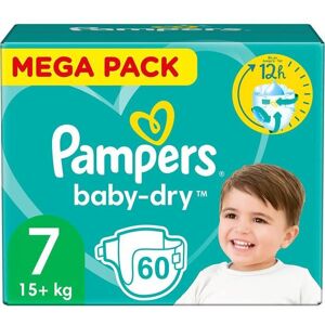 PAMPERS BABY-DRY TAILLE 7 60 COUCHES Blanc - Publicité PAMPERS BABY-DRY TAILLE 7 60 COUCHES Blanc - Publicité