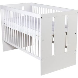 KMbaby Lit Bébé Paulus Blanc 120 x 60 cm Avec Sommier À Lattes - Lit Bébé 3 Niveaux Réglable en Hauteur - Bois de Pin Laqué et MDF Blanc - Publicité KMbaby Lit Bébé Paulus Blanc 120 x 60 cm Avec Sommier À Lattes - Lit Bébé 3 Niveaux Réglable en Hauteur - Bois de Pin Laqué et MDF Blanc - Publicité